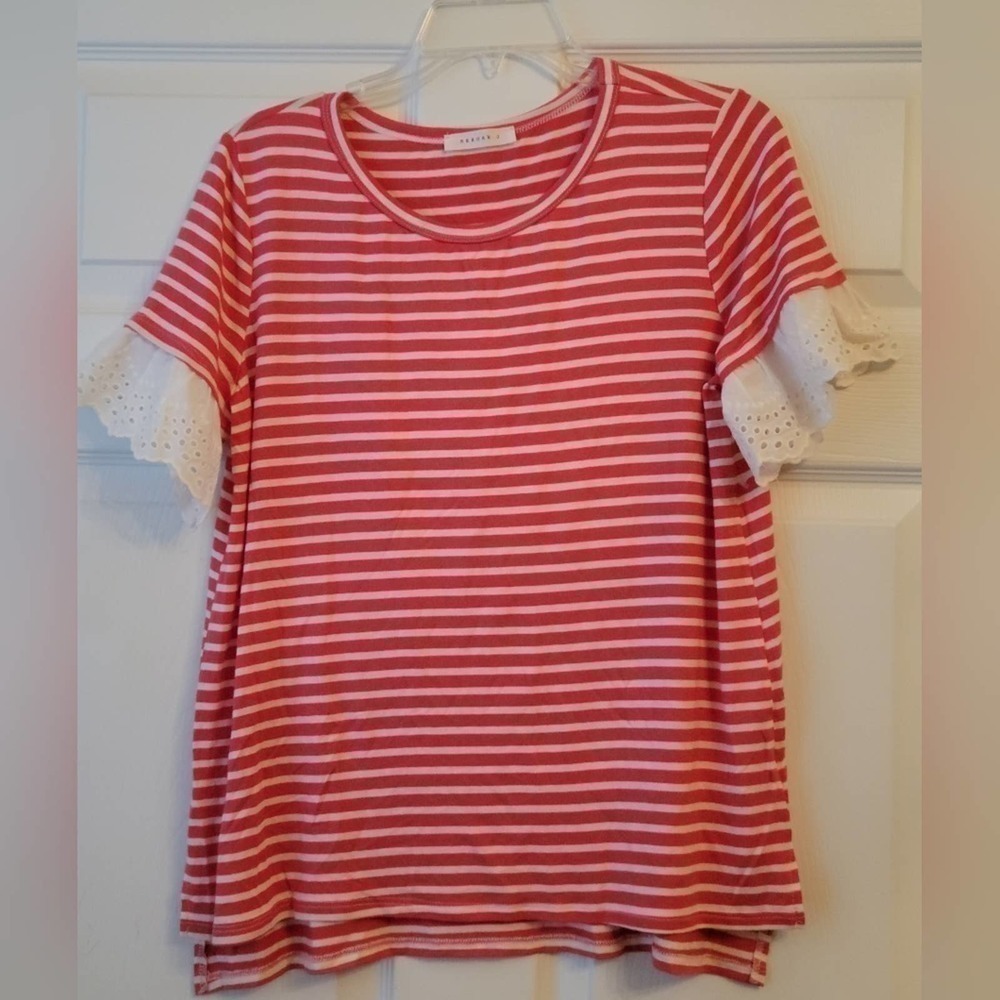 Reborn J Pink White Stripes Shirt Medium